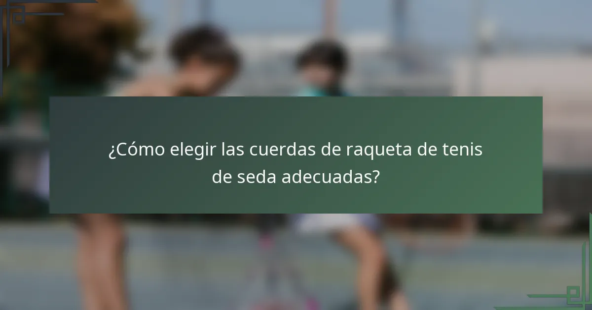 ¿Cómo elegir las cuerdas de raqueta de tenis de seda adecuadas?
