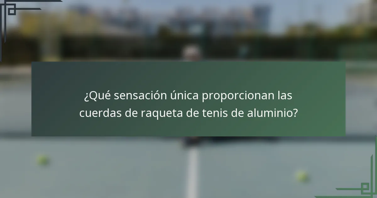 ¿Qué sensación única proporcionan las cuerdas de raqueta de tenis de aluminio?