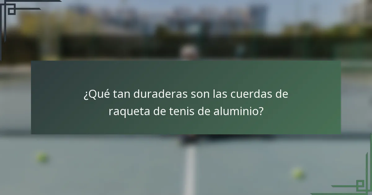 ¿Qué tan duraderas son las cuerdas de raqueta de tenis de aluminio?